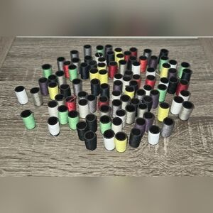 Vintage 50+ Colorful Small Black Sewing Thread Spools SEE DESCRIPTION
